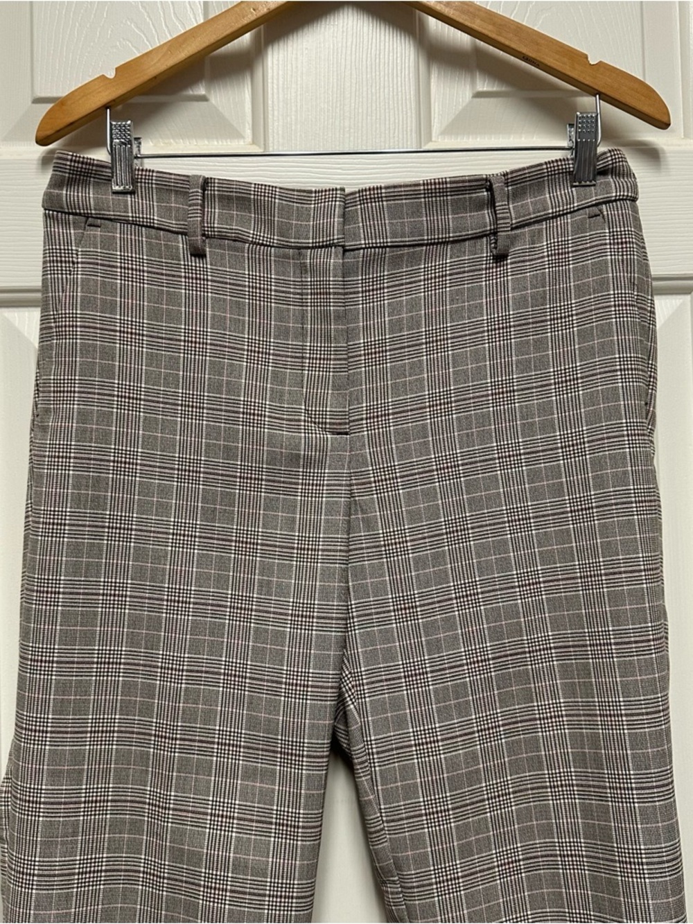 NWT LOFT Beige Plaid Riviera Slim Straight Leg Dress Pants Size 8